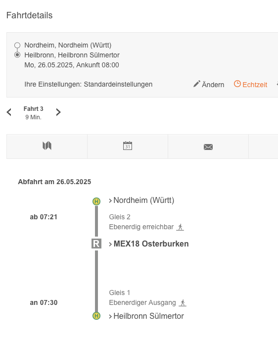Zugverbindung von Nordheim nach Heilbronn: Entfernung von Nordheim nach Heilbronn